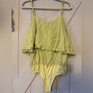 Lime Green Ruffled Bodysuit